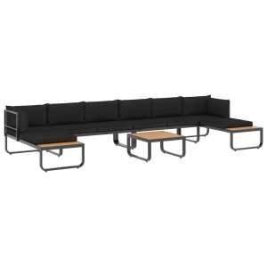 Set canapea de grădină colțar cu perne, 5 piese, aluminiu, WPC - Img 2