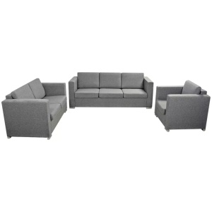 Set canapele, 3 piese, gri deschis, material textil - Img 2