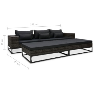 Set canapele de grădină cu perne, 5 piese, gri, poliratan - Img 10