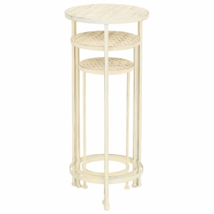 Set cu suport plante, 3 piese, stil vintage, metalic, alb - Img 6