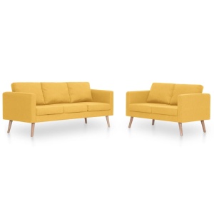Set de canapele, 2 piese, galben, material textil - Img 2