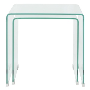 Set de masă din sticlă securit transparentă, stivuibil, 2 piese - Img 2