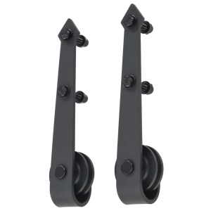 Set feronerie pentru uși glisante, negru, 200 cm, oțel - Img 4