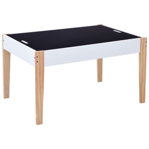 Set masă cu scaune pentru copii cu tablă, 3 piese, negru și alb - Img 8