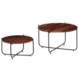 Set masă de cafea, 2 piese, lemn masiv de sheesham, 60 x 35 cm - Img 11