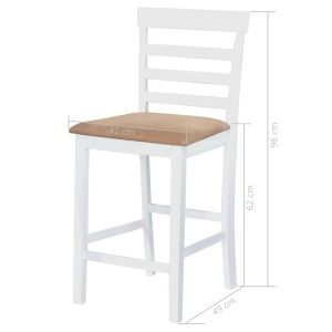 Set masă și scaune de bar, 5 piese, lemn masiv, maro și alb - Img 9