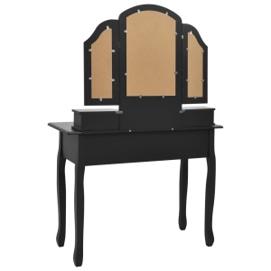 Set masă toaletă cu taburet negru 100x40x146 cm lemn paulownia - Img 6