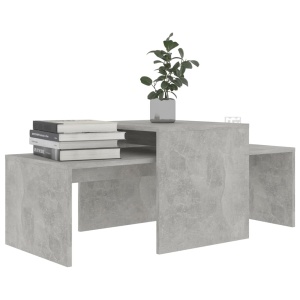 Set măsuțe de cafea, gri beton, 100x48x40 cm, PAL - Img 3