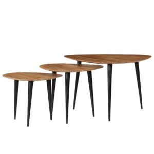 Set mese de cafea, 3 piese, lemn masiv de acacia - Img 2