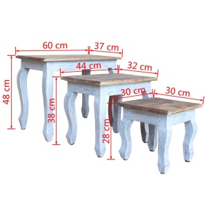 Set mese suprapuse, 3 piese, lemn masiv reciclat - Img 9
