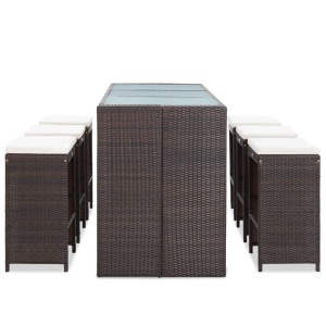 Set mobilier bar de grădină cu perne, 7 piese, maro, poliratan - Img 4