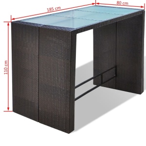 Set mobilier bar de grădină cu perne, 7 piese, maro, poliratan - Img 9
