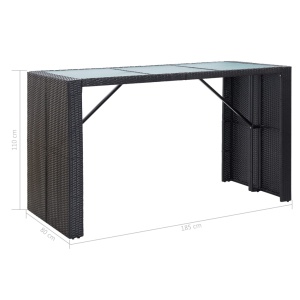 Set mobilier bar de grădină cu perne, 7 piese, negru, poliratan - Img 11