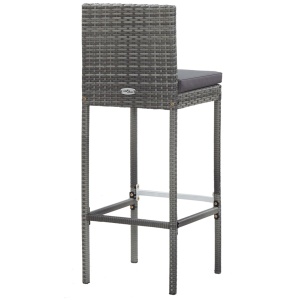 Set mobilier bar exterior, 5 piese, gri, poliratan, lemn acacia - Img 9