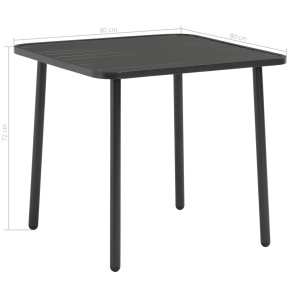 Set mobilier bistro, 3 piese, gri inchis, oțel - Img 10