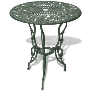 Set mobilier bistro, 3 piese, verde, aluminiu turnat - Img 2