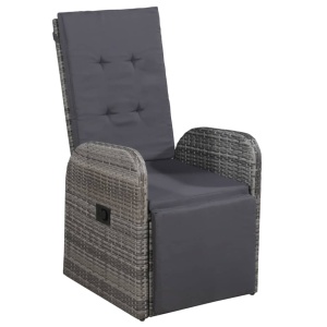 Set mobilier bistro cu perne, 3 piese, gri, poliratan - Img 3