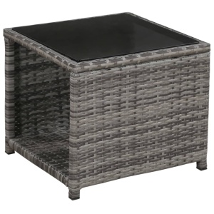 Set mobilier bistro cu perne, 3 piese, gri, poliratan - Img 7