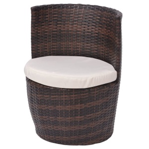 Set mobilier bistro cu perne, 3 piese, maro, poliratan - Img 8