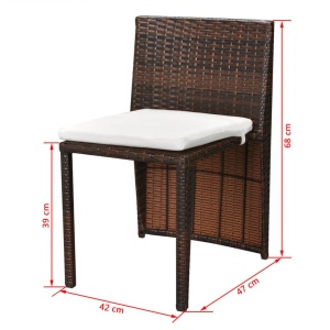 Set mobilier bistro cu perne, 3 piese, maro, poliratan - Img 9