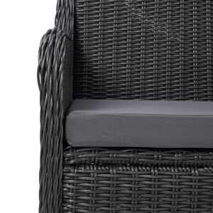 Set mobilier bistro de grădină cu perne 3 piese negru poliratan - Img 11