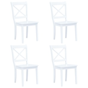 Set mobilier bucătărie, 5 piese, alb, lemn masiv de hevea - Img 3