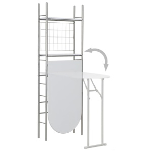 Set mobilier bucătărie cu depozitare, 3 piese, alb, MDF și oțel - Img 4