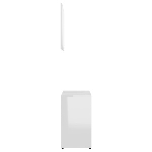 Set mobilier de baie, 3 piese, alb extralucios, PAL - Img 11