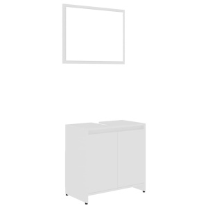 Set mobilier de baie, 3 piese, alb, PAL - Img 9