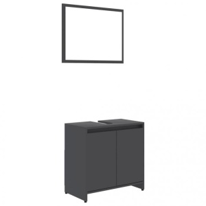 Set mobilier de baie, gri, PAL - Img 2