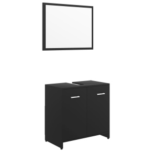 Set mobilier de baie, negru, PAL - Img 2