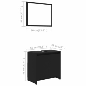 Set mobilier de baie, negru, PAL - Img 10