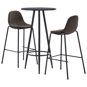 Set mobilier de bar, 3 piese, gri inchis, material textil
