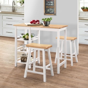 Set mobilier de bar, 3 piese, MDF, alb