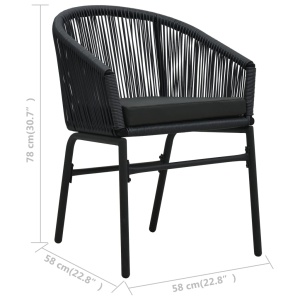 Set mobilier de bistro cu perne, 3 piese, antracit, ratan PVC - Img 11