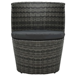 Set mobilier de bistro cu perne, 3 piese, gri, poliratan - Img 6