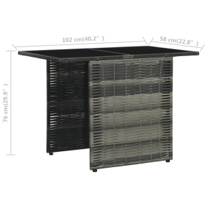 Set mobilier de bistro cu perne, 3 piese, gri, poliratan - Img 9