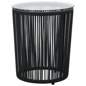 Set mobilier de bistro cu perne, 3 piese, negru, ratan PVC - Img 2