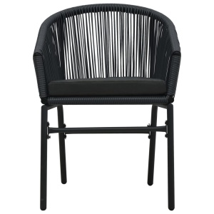Set mobilier de bistro cu perne, 3 piese, negru, ratan PVC - Img 8