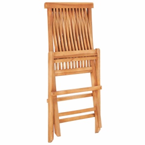 Set mobilier de bistro pliabil, 3 piese, lemn masiv de tec - Img 9