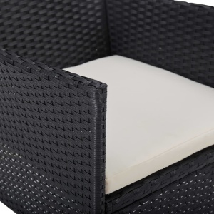 Set mobilier de exterior, 5 piese, negru, poliratan și sticlă - Img 6