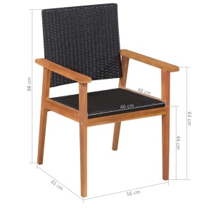 Set mobilier de exterior, 5 piese, negru și maro, poliratan - Img 6