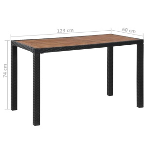 Set mobilier de exterior, 6 piese negru, poliratan, lemn acacia - Img 12