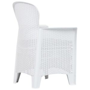 Set mobilier de exterior, 7 piese, alb, plastic, aspect ratan - Img 8