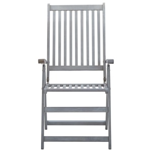 Set mobilier de exterior, 7 piese, gri, lemn masiv de acacia - Img 3