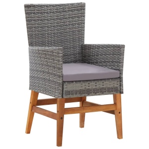 Set mobilier de exterior, 7 piese, gri, poliratan, lemn acacia - Img 5