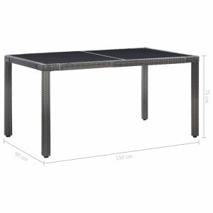 Set mobilier de exterior, 7 piese, gri, poliratan - Img 10