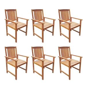 Set mobilier de exterior, 7 piese, lemn masiv de acacia - Img 4