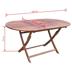 Set mobilier de exterior, 7 piese, lemn masiv de acacia - Img 9