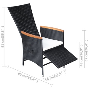 Set mobilier de exterior 7 piese negru poliratan lemn de acacia - Img 10